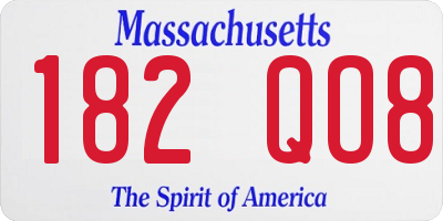 MA license plate 182QO8