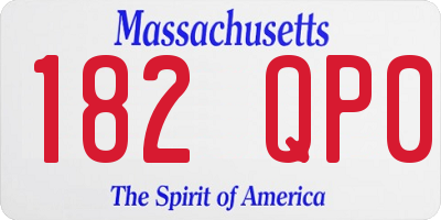 MA license plate 182QP0
