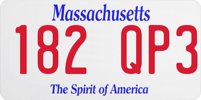 MA license plate 182QP3