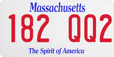 MA license plate 182QQ2