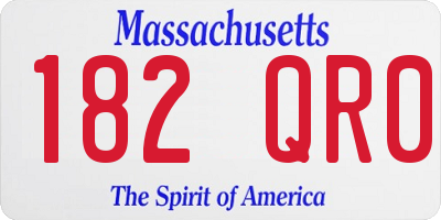 MA license plate 182QR0