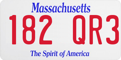 MA license plate 182QR3