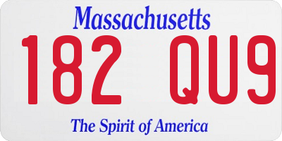 MA license plate 182QU9
