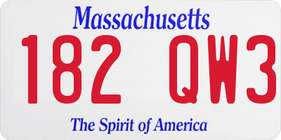 MA license plate 182QW3