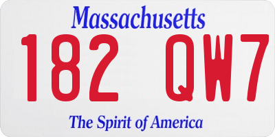 MA license plate 182QW7