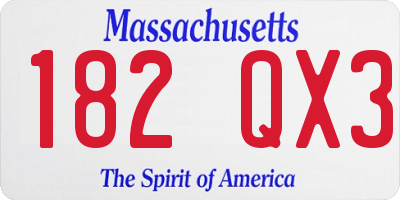 MA license plate 182QX3