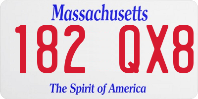 MA license plate 182QX8