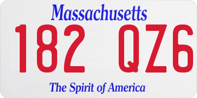 MA license plate 182QZ6