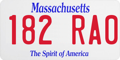 MA license plate 182RA0