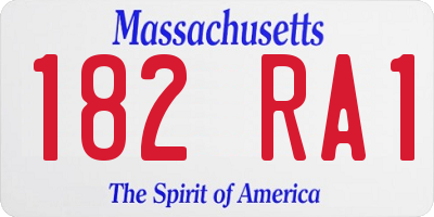 MA license plate 182RA1