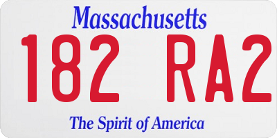 MA license plate 182RA2