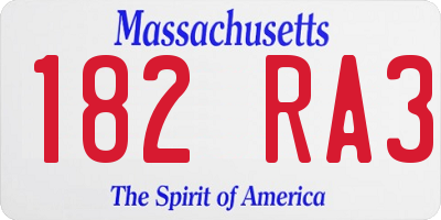 MA license plate 182RA3