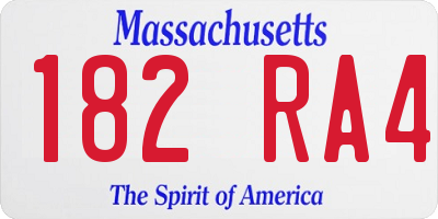 MA license plate 182RA4