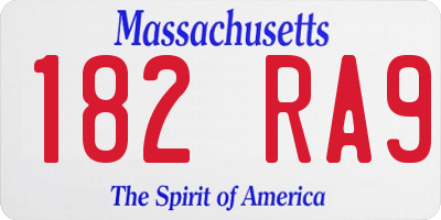 MA license plate 182RA9
