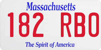 MA license plate 182RB0