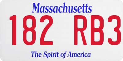 MA license plate 182RB3