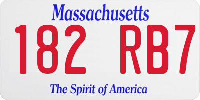 MA license plate 182RB7