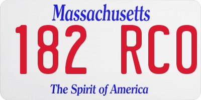 MA license plate 182RC0