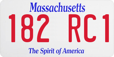 MA license plate 182RC1