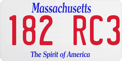 MA license plate 182RC3