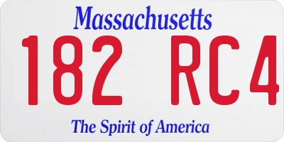 MA license plate 182RC4