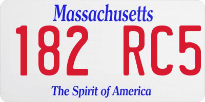 MA license plate 182RC5