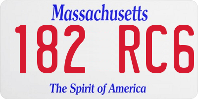 MA license plate 182RC6