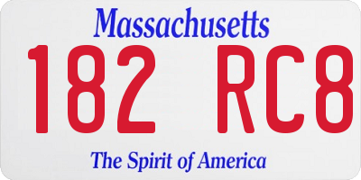 MA license plate 182RC8
