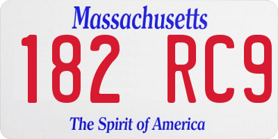 MA license plate 182RC9