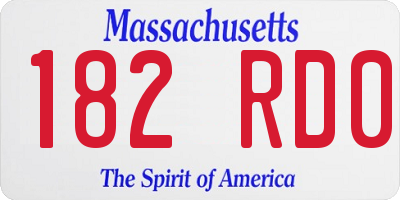 MA license plate 182RD0