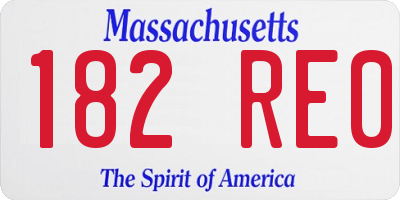 MA license plate 182RE0