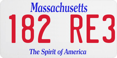 MA license plate 182RE3