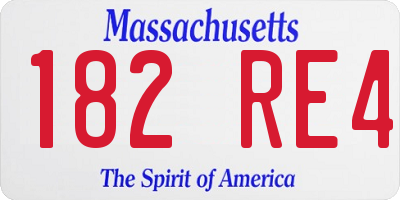 MA license plate 182RE4