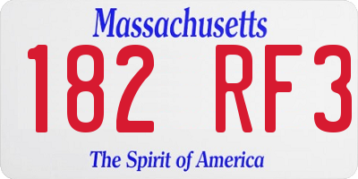 MA license plate 182RF3