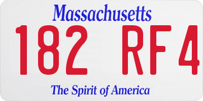 MA license plate 182RF4