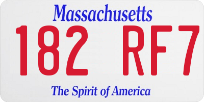 MA license plate 182RF7