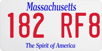 MA license plate 182RF8