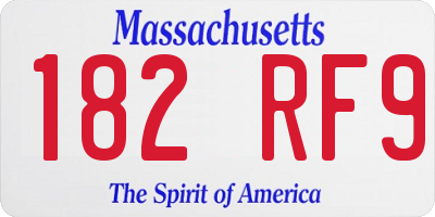 MA license plate 182RF9