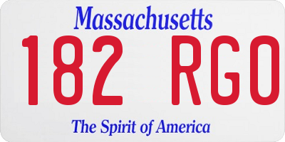 MA license plate 182RG0