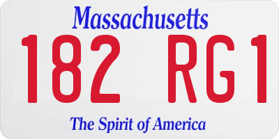 MA license plate 182RG1