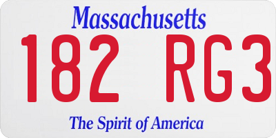 MA license plate 182RG3