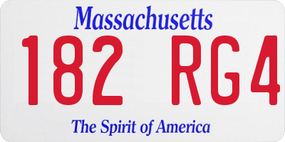 MA license plate 182RG4