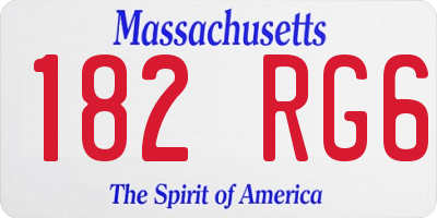 MA license plate 182RG6