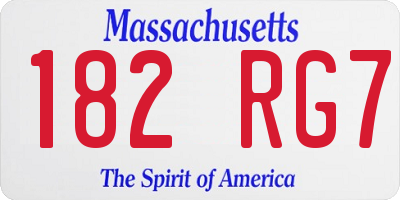 MA license plate 182RG7