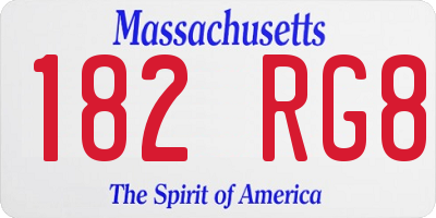 MA license plate 182RG8