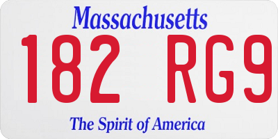 MA license plate 182RG9