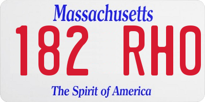 MA license plate 182RH0