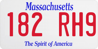 MA license plate 182RH9