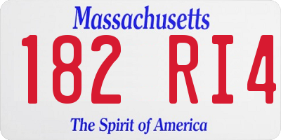 MA license plate 182RI4