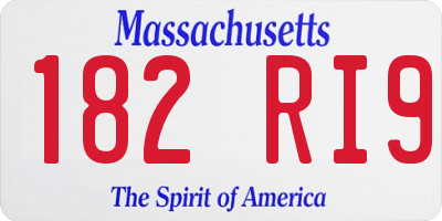 MA license plate 182RI9